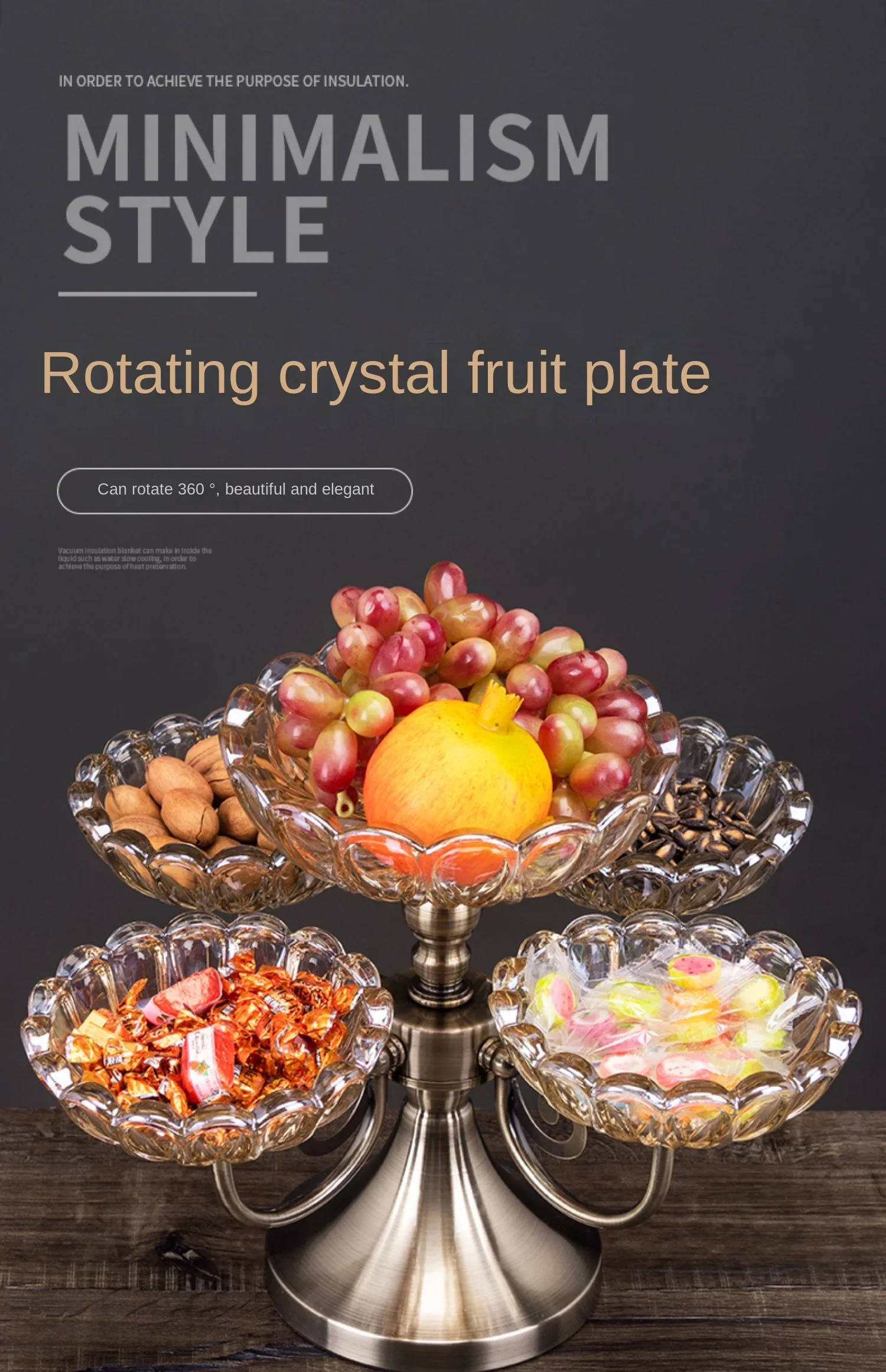 Crystal glass multi-layer fruit plate modern living room coffee table home candy plate