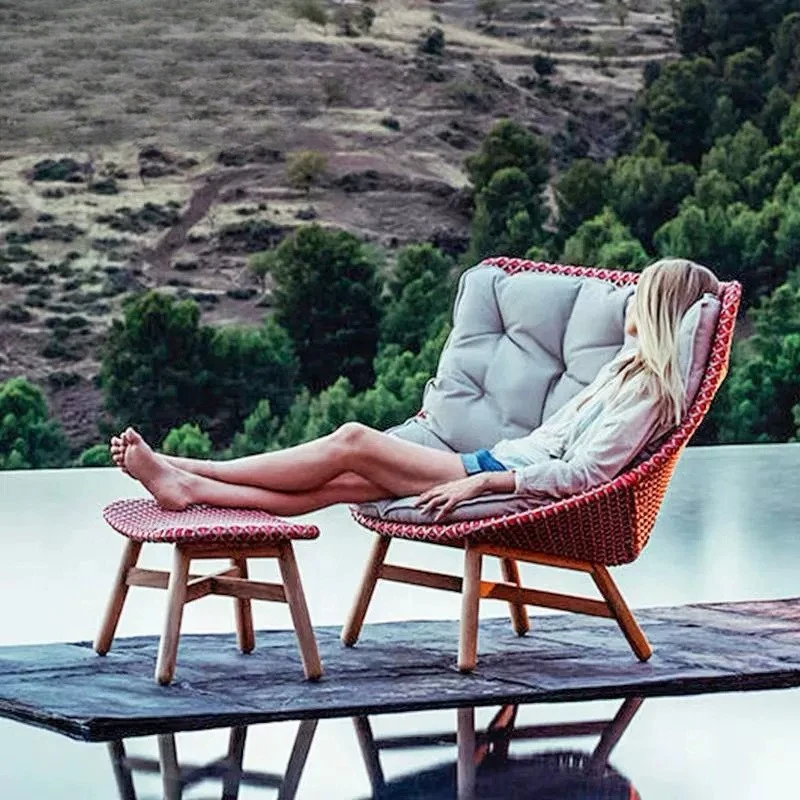 Outdoor garden courtyard rattan sofa villa balcony living room deck chair combination hotel homestay terrace leisure rocking cha