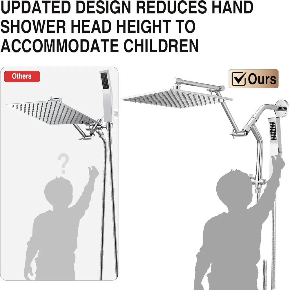 12-chroom douchesysteem met regen- en handbediende, krachtige wasmodus, 16 uitschuifbare armen