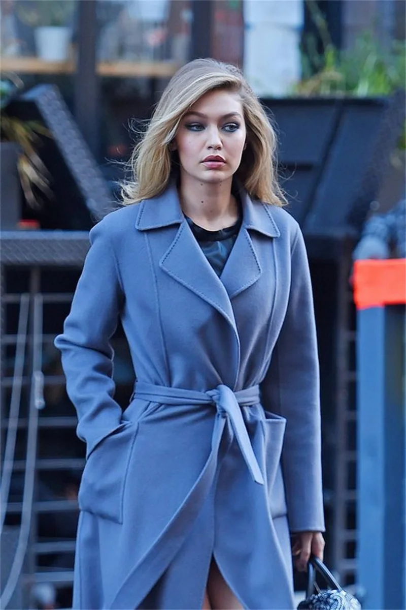 Abrigo de lana para mujer, traje de trabajo, 1 piezas, Chaqueta larga con cinturón, vestido de graduación nupcial