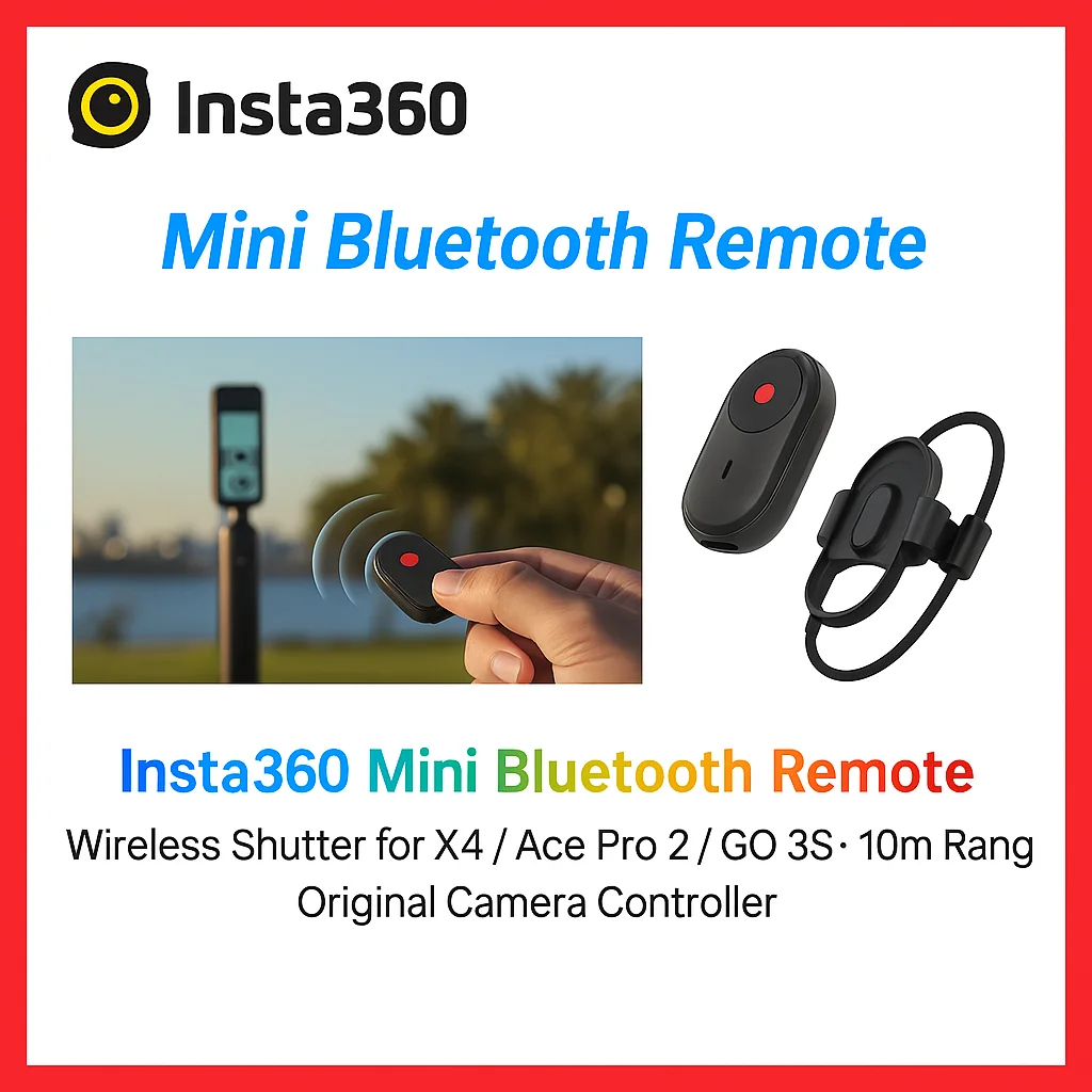 

Insta360 Mini Bluetooth Remote | Wireless Shutter for X5 / Ace Pro 2 / GO 3S | 10m Range | Original Camera Controller