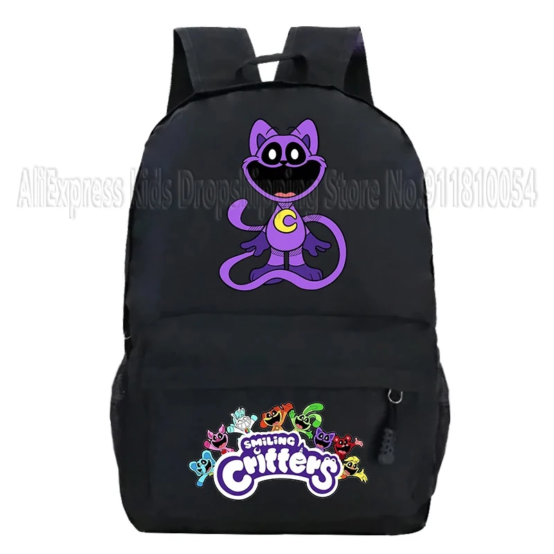 Smiling Critter Backpack Men Women School Bookbag Cartoon Anime Manga College Student Travel Daypack Bags