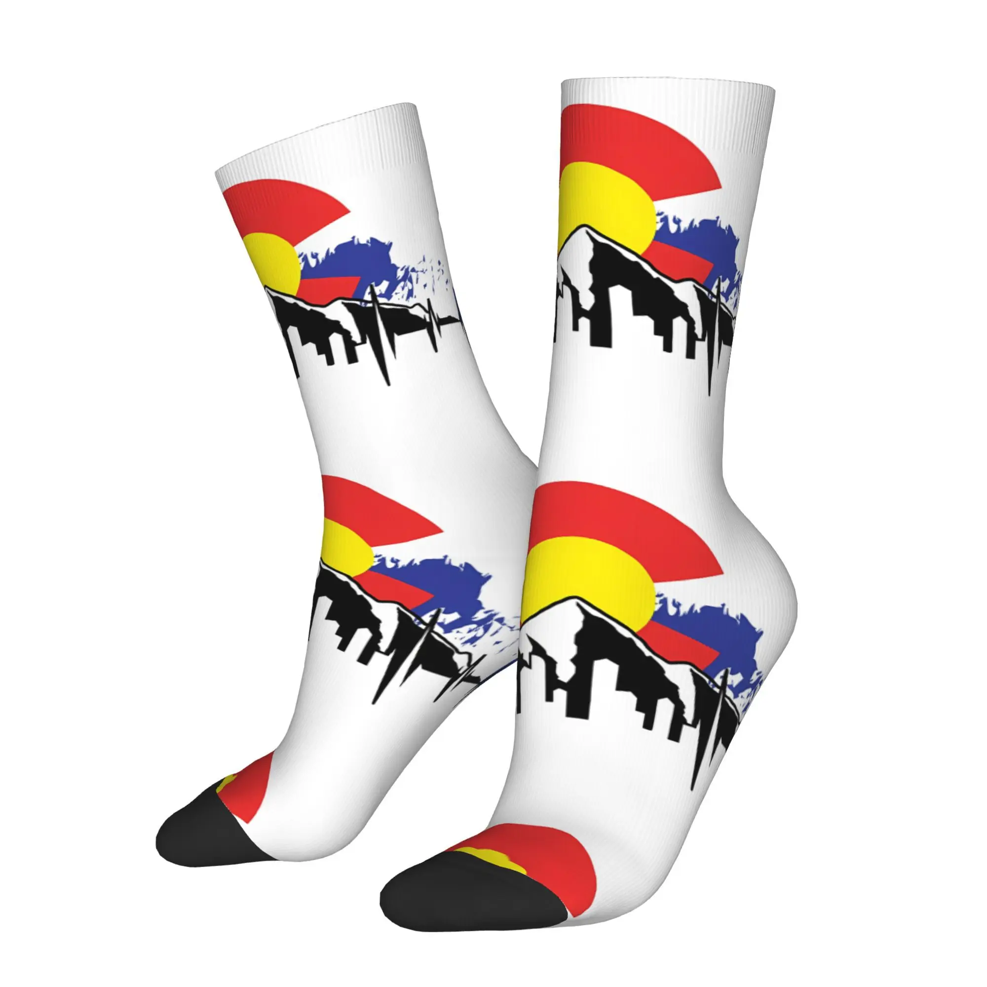 

Funny Happy Sock for Men Colorado Mountain Wild Harajuku Pattern Printed Crew Sock Novelty Gift