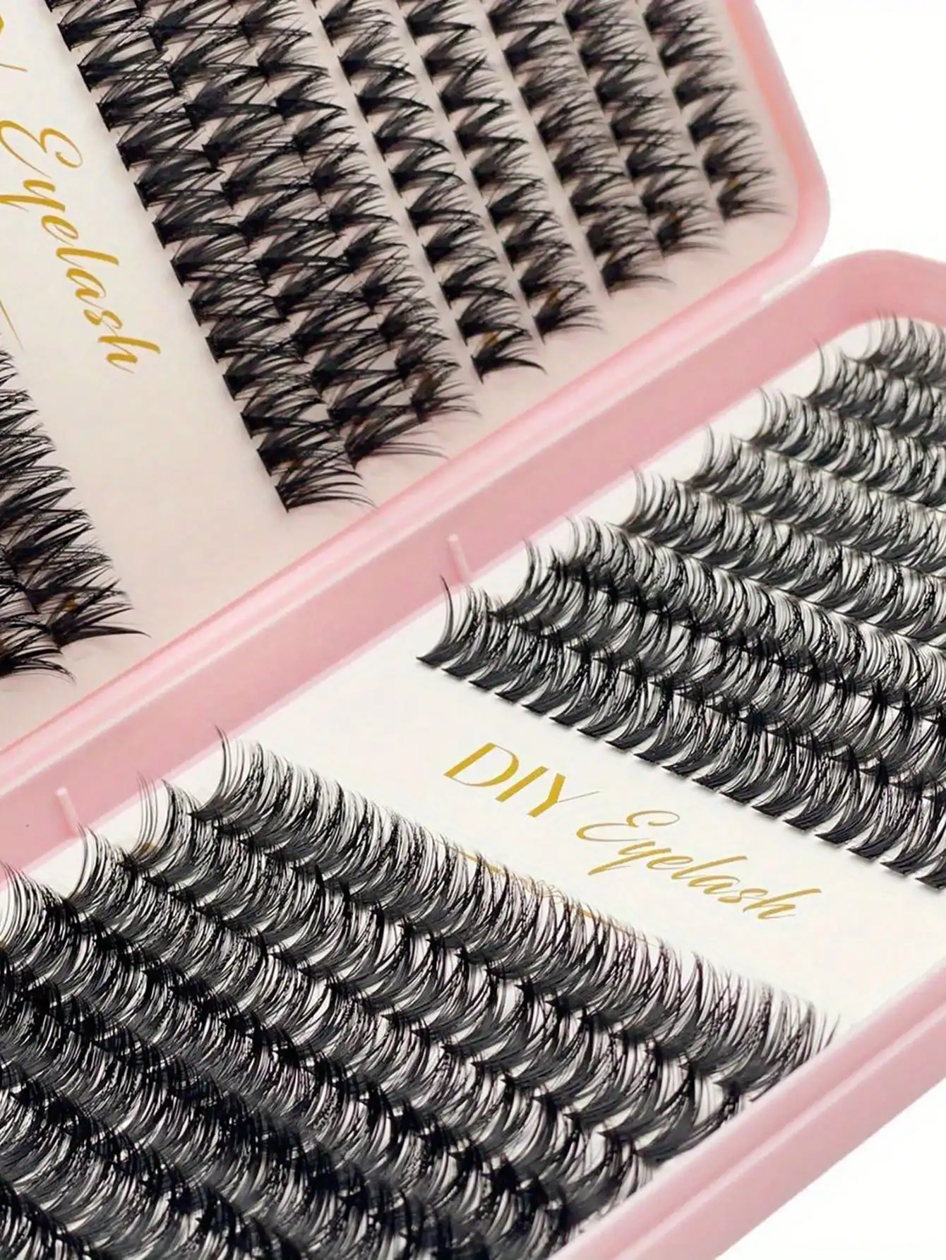 40D 640 Cluster Flauschige Wimpern 32 Reihen 10-14mm Natürliche 3D Volumen DIY Streifen- oder Einzelwimpern – Detail 3