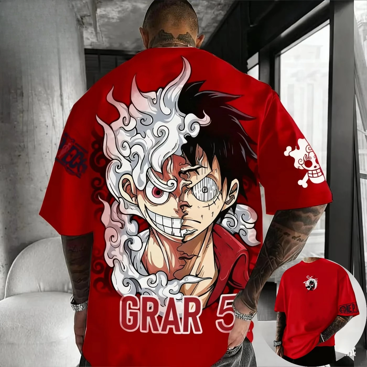 قطعة واحدة أنيمي مشتركة كبيرة تي شيرت 2025 الرجال والنساء الخريف/الشتاء جديد الشارع الهيب هوب فضفاض عادية Y2K الوالدين والطفل