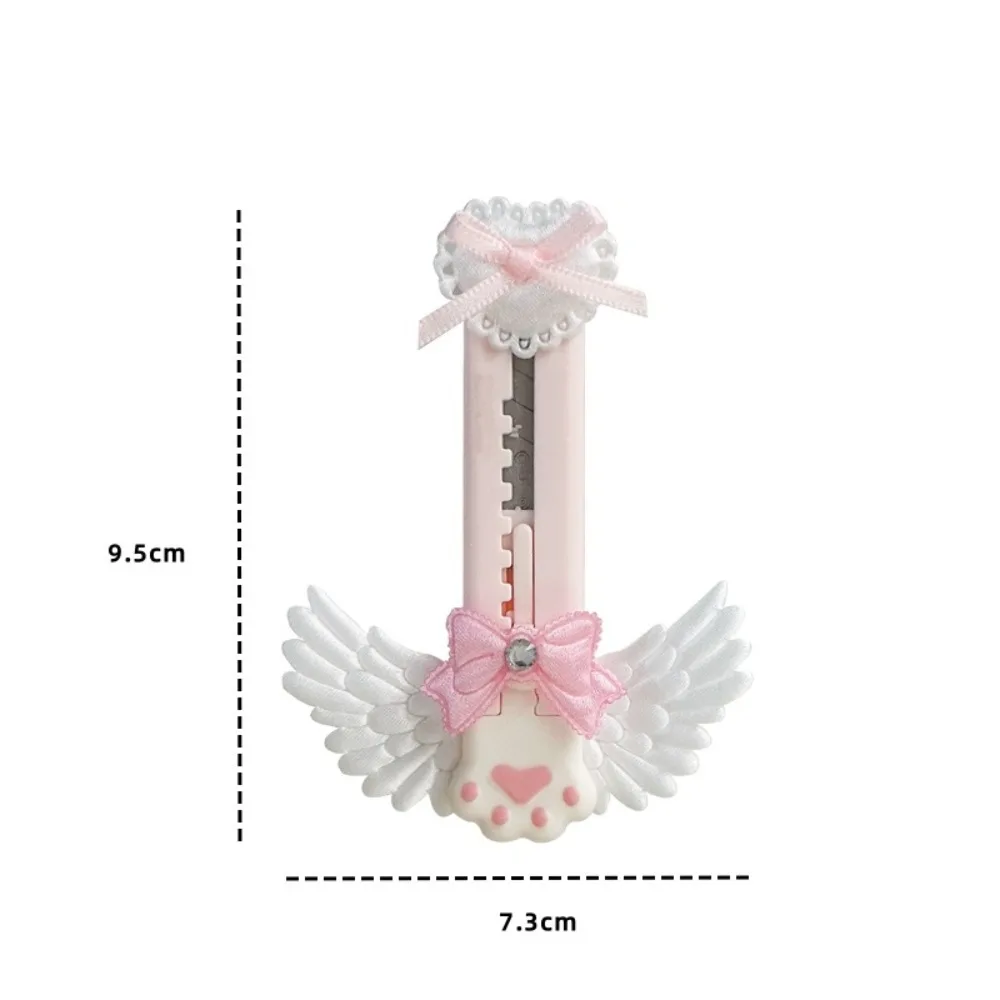 귀여운 고양이 발 유틸리티 나이프, 사랑스러운 날개 나비 매듭 스타일, 오픈 박스 커터, 편지 봉투 오프너, 우편 나이프, 학교 사무용품