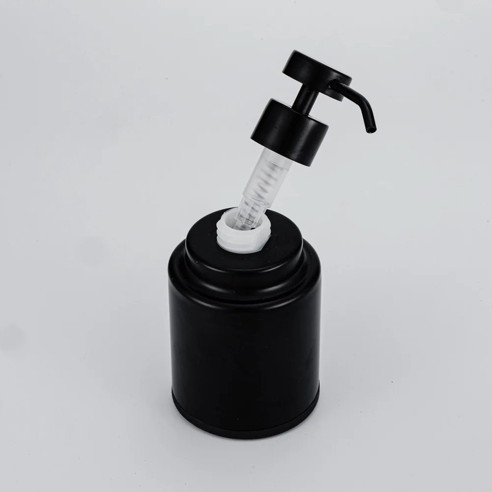 Black Stainless Steel Soap Dispenser 300ml Round Pump Bottle for Shampoo Body Wash Hand Soap Kitchen Bathroom Use