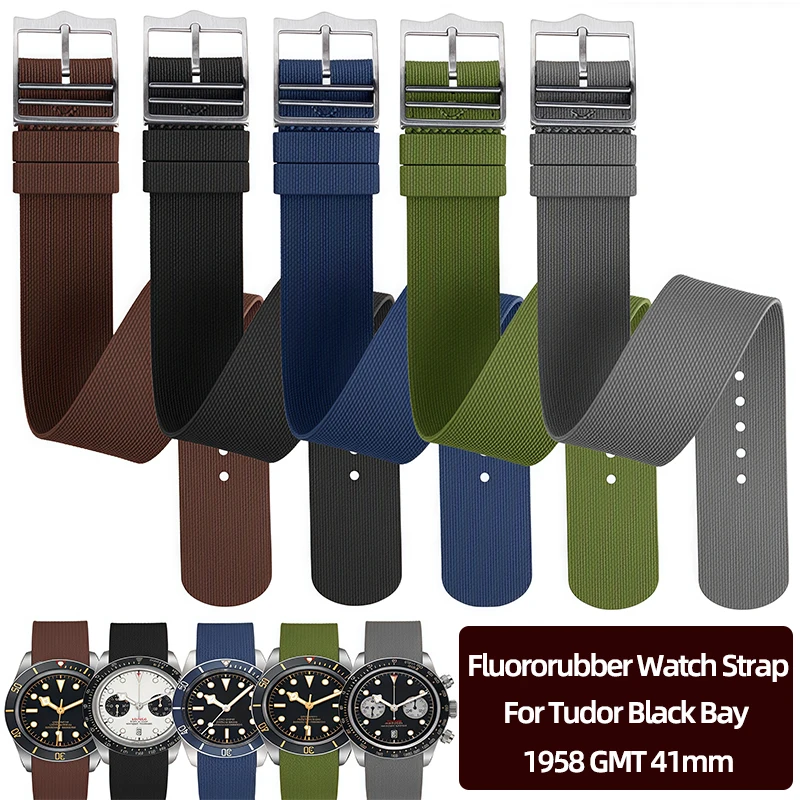 

For Tudor Black Bay 1958 GMT 41mm Rolex Daytona Fluororubber Watch Strap 20/21/22mm Waterproof Super Soft WatchBand Gift Tools
