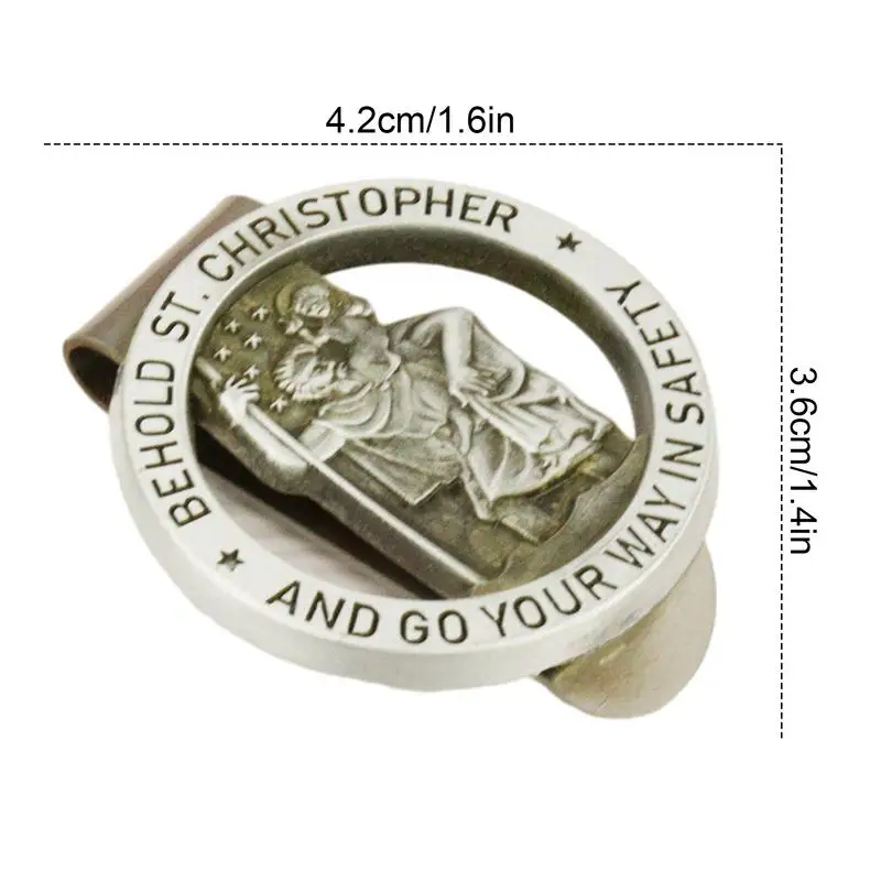 Saint Christopher Visor Clip Decorative Badge Visor Clips For Cars Car Travel Accessories Driving Amulet Patron Saint Periapt