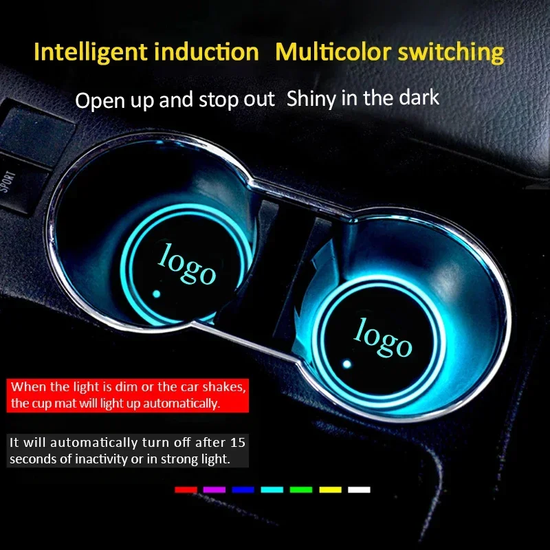 2pcs Car Water Cup Mat Light LED Bottle Holder Pad Ambient Light for Subaru WRX BRZ DRL XV STI Outback Legacy Forester Impreza