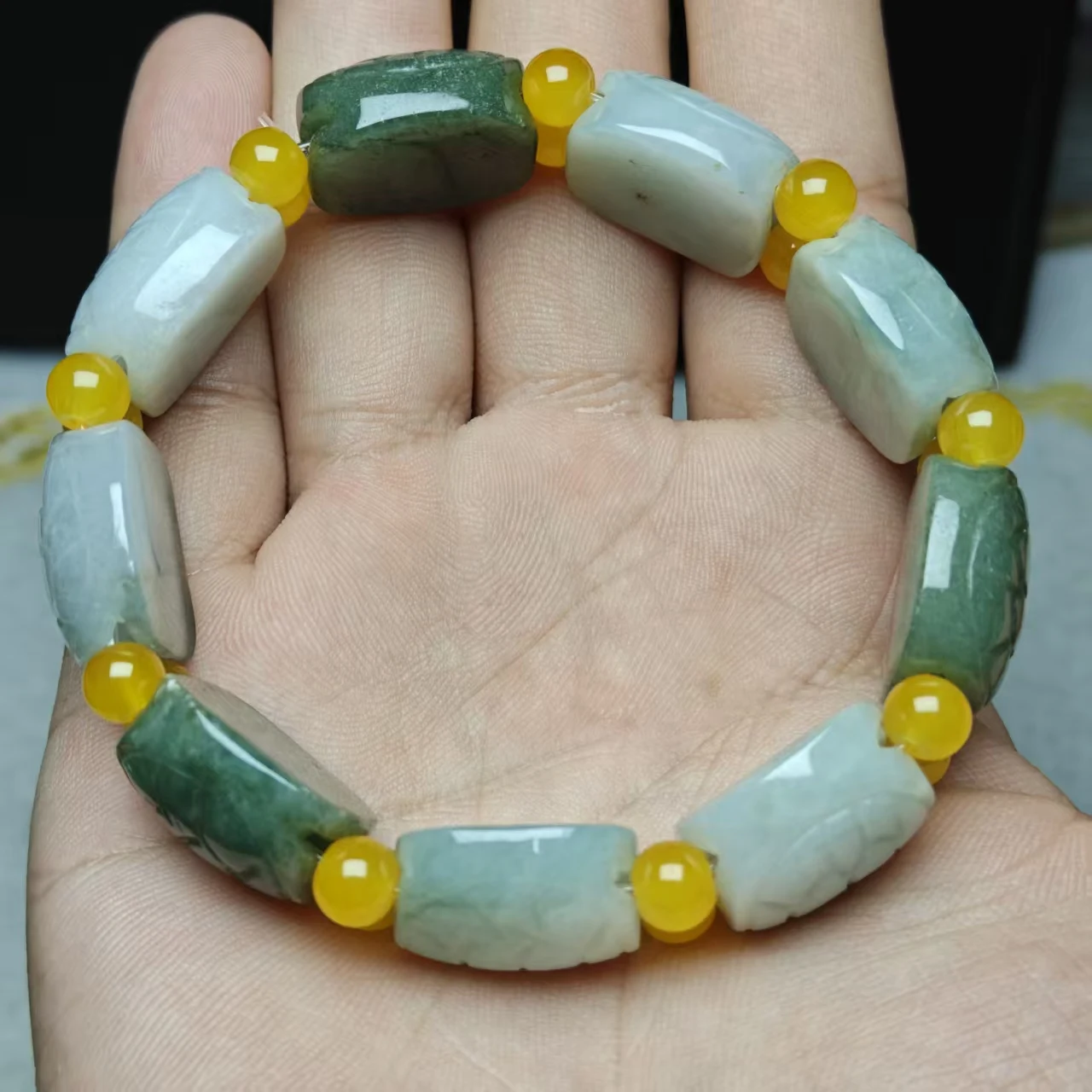 Xingyu Natürliche AAA Burmesische Jadeit-Skulptur in Schildkrötenform, Armband mit Perlen, glatt und rund, Schmuck, geheimnisvoller Edelstein, Geschenk – Detail 6
