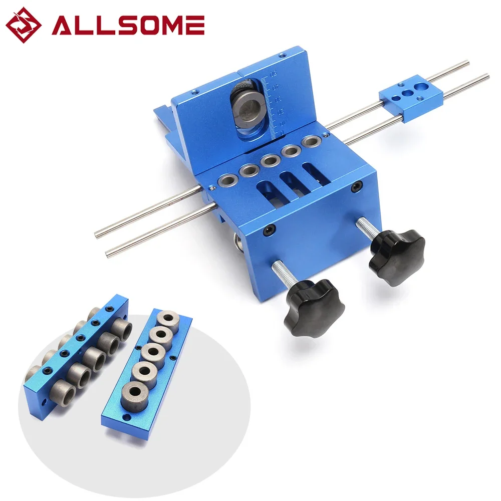 Allsome 3 in 1 Dowel Jigs Woodworking Drilling Locator Drilling Guide Kit DIY Tools Furniture Repair or handyman