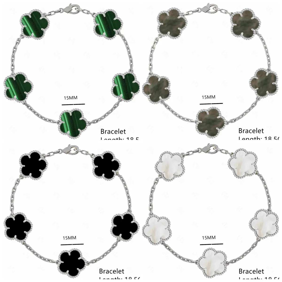 Hot Selling High Quality Fashion Brand Five Leaf Flower Clover Natural Mother of Pearl Bracelet Gold Silver  Bracelet for Women