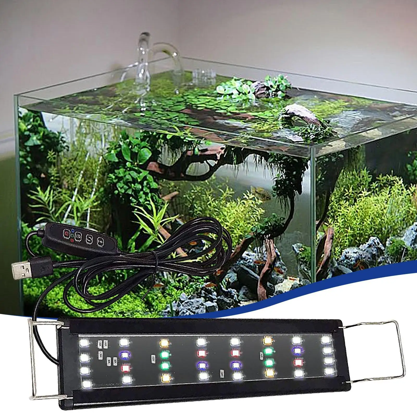 LED Light For Aquarium Full Spectrum Aquarium Plant Light Fish Tank Lighting With Adjustable 10-Level Brightness For Living Room