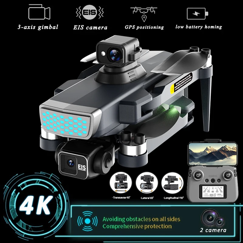 KAITWO Pro GPS Drone HD Camera Aerial Photography FPV 4K 3-axis Anti-shake Gimbal Brushless Obstacle Avoidance Quadcopter Toys ﻿