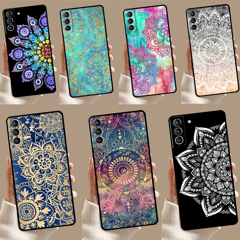 

Элегантный чехол с цветочным принтом Мандала для Samsung Galaxy S23 S24 Ultra S8 S9 S10 S22 Plus Note 10 20 Ultra S20 S21 FE