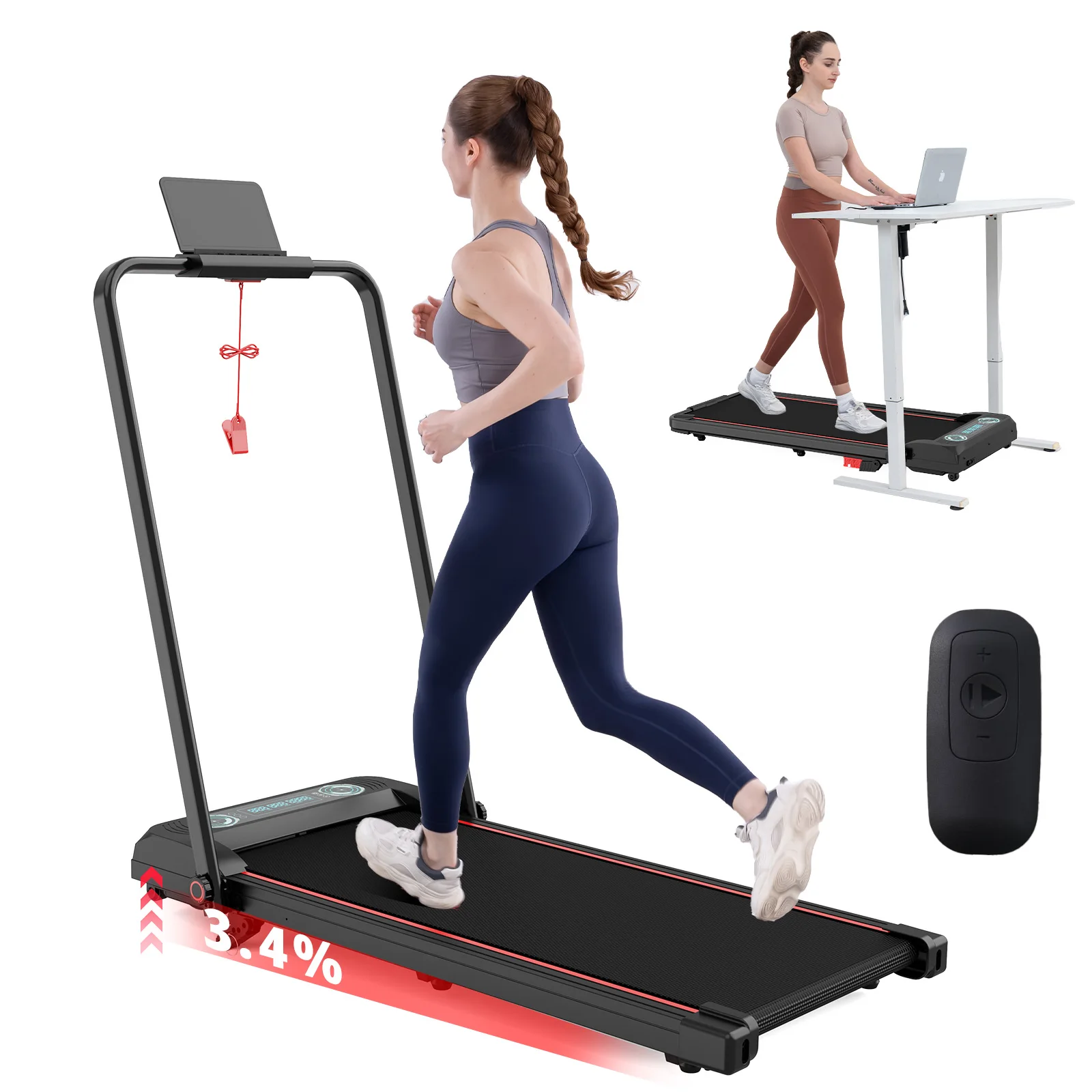 CITYSPORTS PRO Tapis de Course, tapis de marche, tapis de marche électrique, tapis de marche pliant, tapis roulant électrique,tapis marche électrique pliable, tapis de course électrique inclinable 3.4%, treadmill, Télécommande,120KG,10km/h