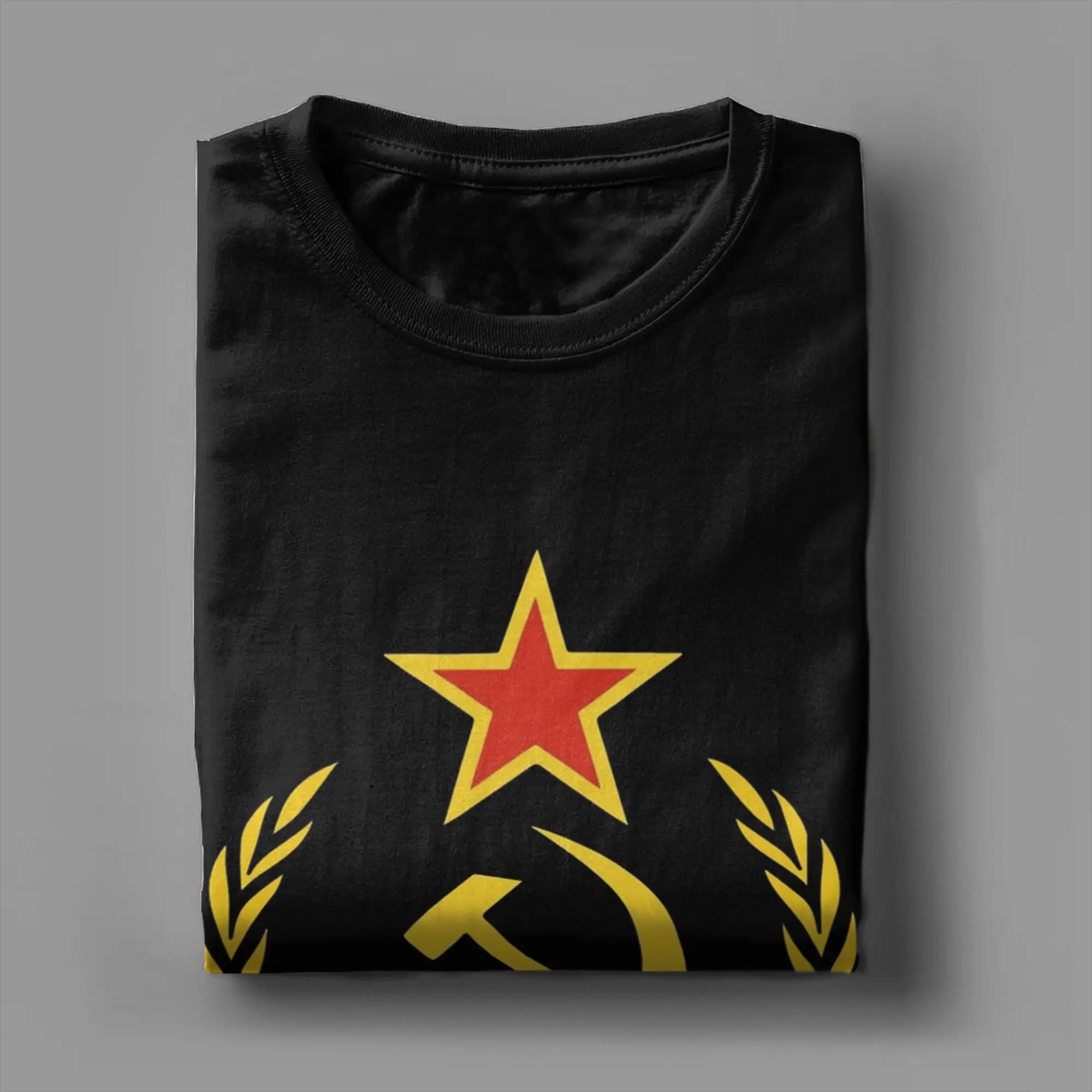 CCCP Soviet Hammer and Sickle Star Marxist T-Shirts for Men Round Collar Pure Cotton T Shirts  Short Sleeve Tees Summer Tops