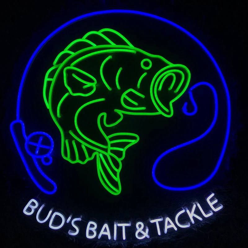 Custom Bass Fishing Neon Wall Art with LED Light Personalized Fisher Sign Home Decor Fishing Neon Sign Living Room Bedroom Decor