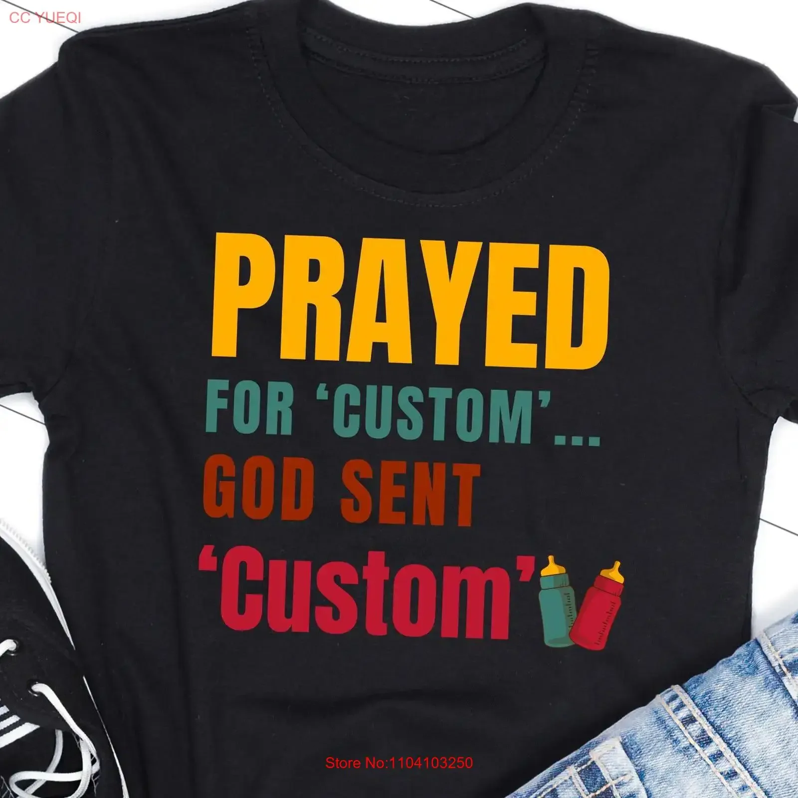 Camiseta divertida con estampado gráfico vintage lavado y cómodo, con la frase 'Oré por paciencia, papá con gemelos', para el Día del Padre, para papá, marido, con diseño 'Dadabase'.