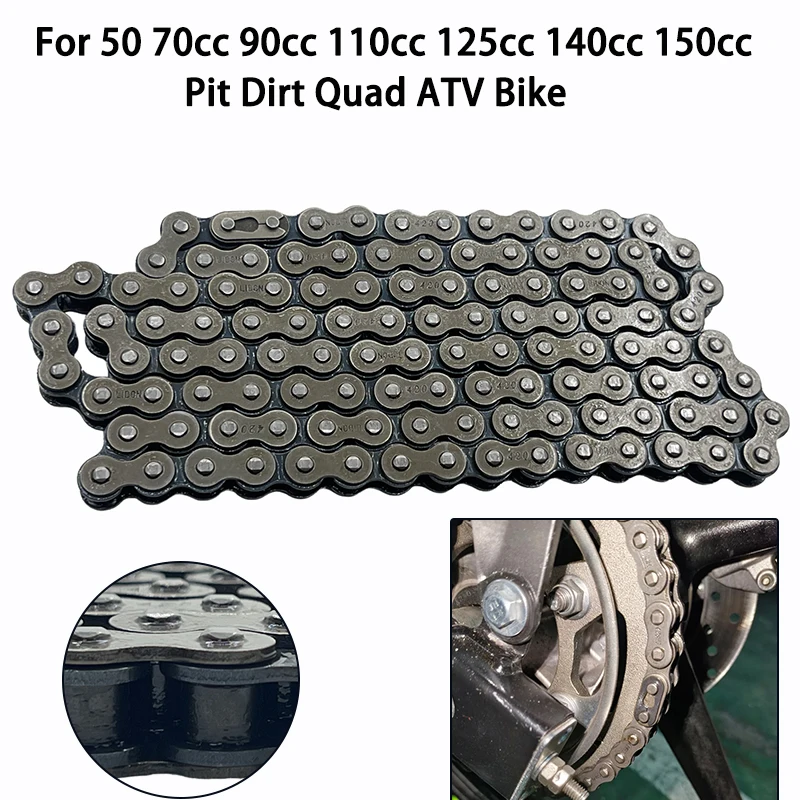 

420 96/100/104/108/110/132/140Links Motorcycle Drive Chain Link For 50 70cc 90cc 110cc 125cc 140cc 150cc Pit Dirt Quad ATV Bike