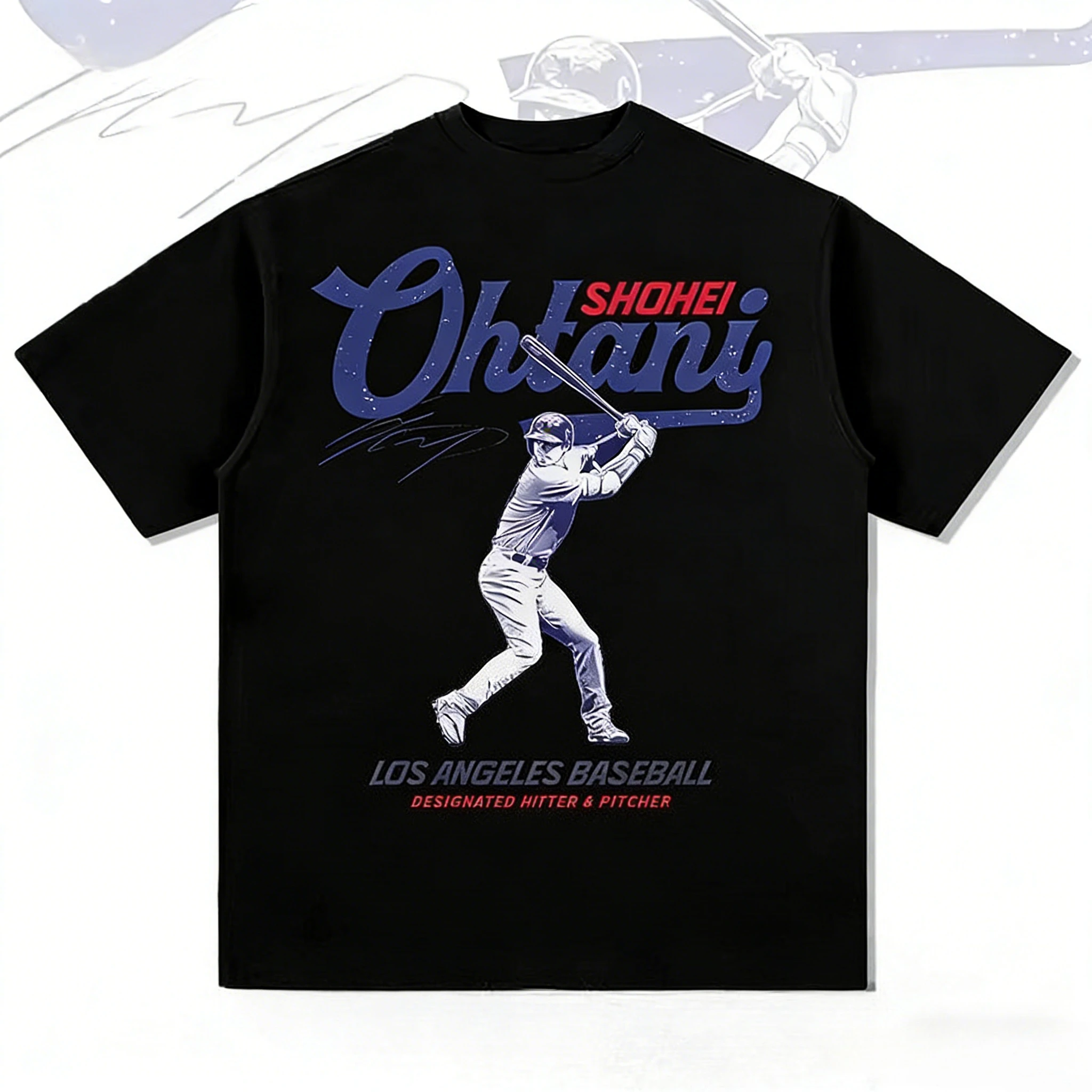 Shohei Ohtani 100% Cotton T Shirt Baseball Star High Street Short sleeves Breathable Top Adult Crewneck Casual Loose Y2K Shirt