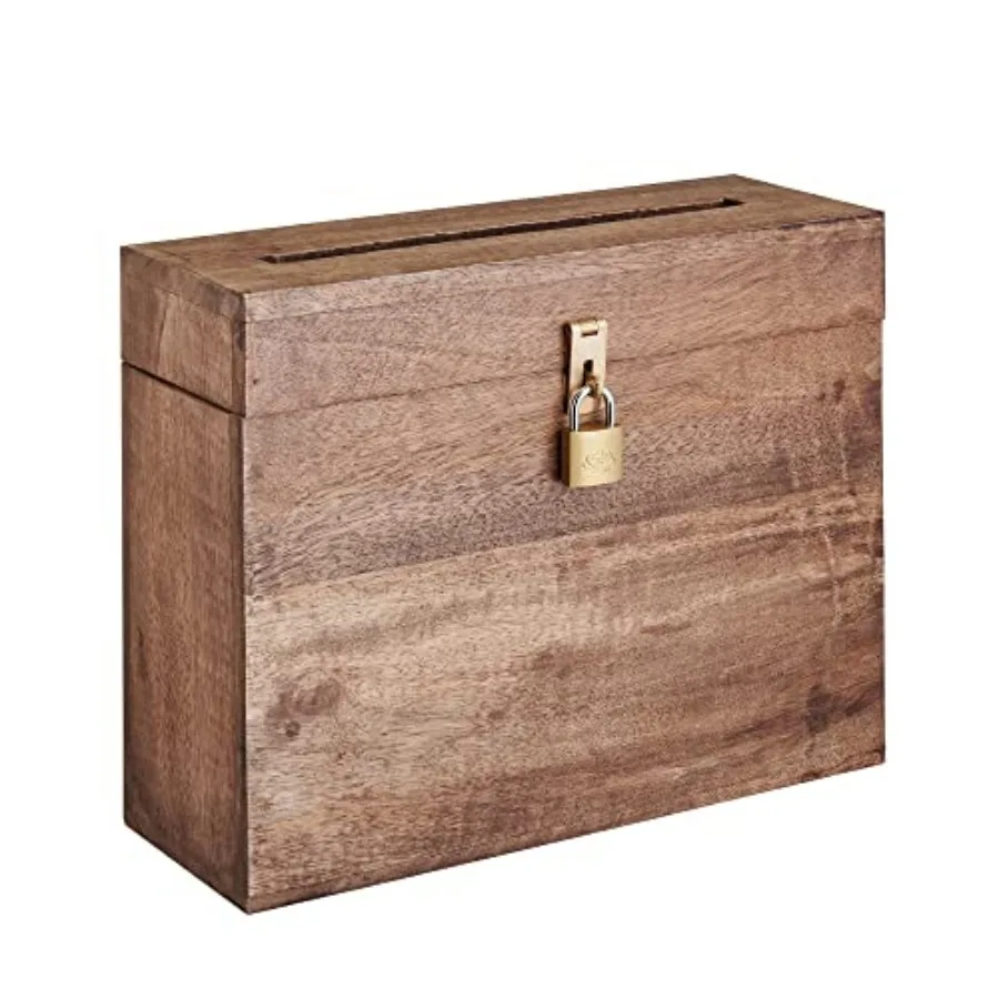 

Wedding Card Box with Card Slit and Lock Gift Card Box Wishing Well Wooden Box for Weddings, Receptions, Birthdays, Graduations