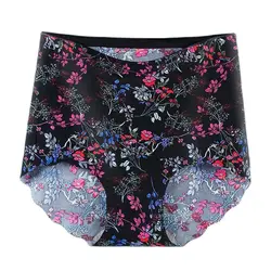 New Women Ice Silk Seamless High Waist Thin Summer Underwear Breathable Elasticity Shapewear Abdomen Hips Briefs Panties