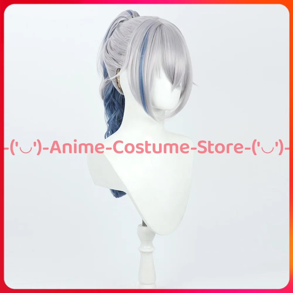 Peruka do cosplayu Silver Wolf z Honkai: Star Rail, kucyk, postać z gry, kostium na Halloween, karnawał, odporna na ciepło, włosy syntetyczne