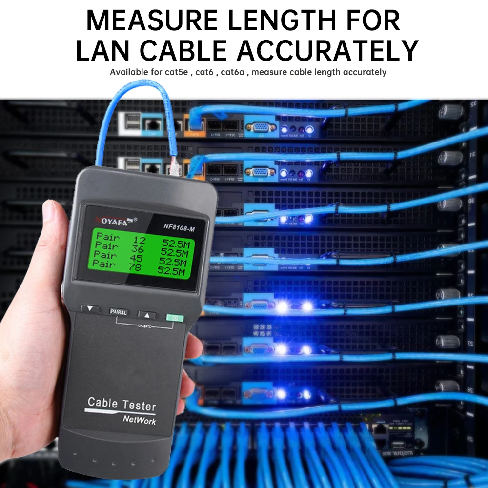 NOYAFA NF-8108M/A Internet Cable Tester Cable Tracker With LCD Display Measure Length Cabl Multifunctional Tester Network Tool