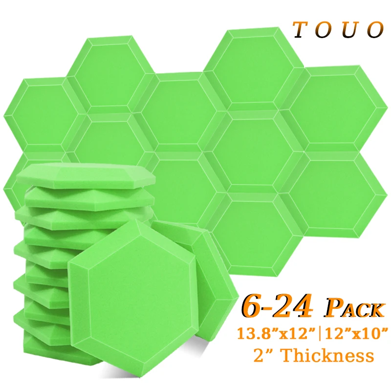 

TOUO Hexagon Acoustic Foam 6/12/24 Pcs Sound Foam High Density Sound Proof Sponge Pad Bedroom Ceiling Sound Absorbing Material