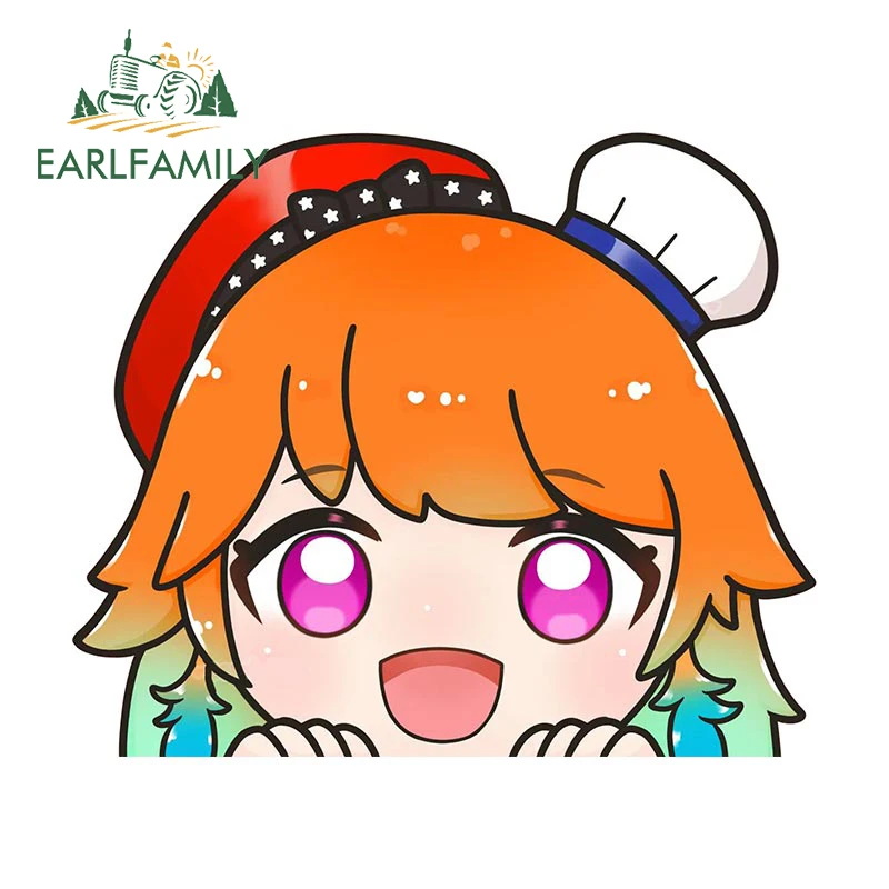 EARLFAMILY-Adesivos de carro para Anime, Genshin Impact, Hololive, Peeker, Chibi, Vinil, Envoltório Carro, Caravana, Decalque Criativo, 13cm