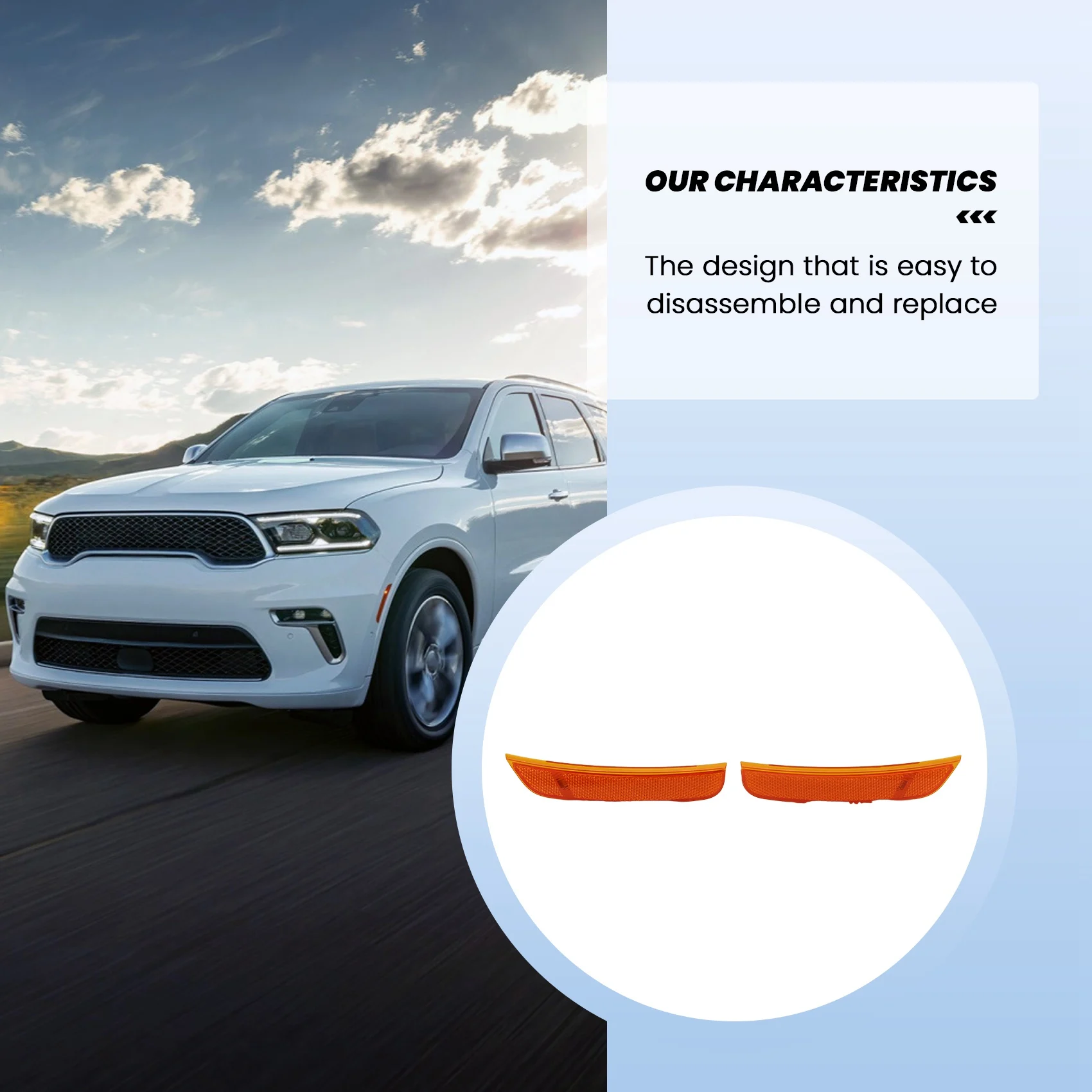 

Стильные передние левые и правые боковые габаритные фонари-отражатели для Dodge Durango 2021-2023 68476819AA 68476818AA