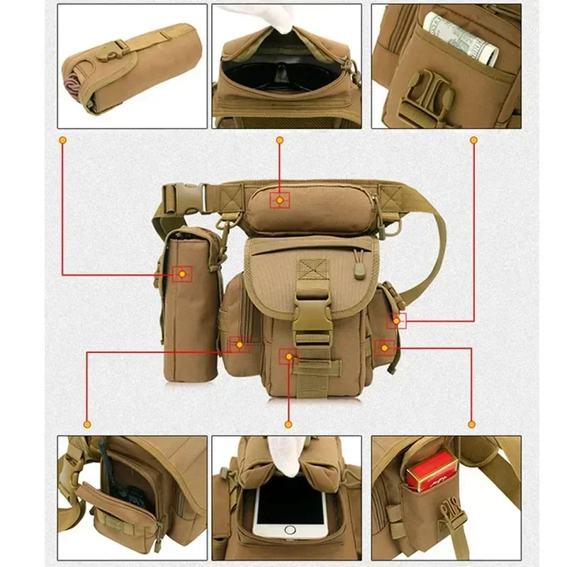 Borsa da gamba da pesca marsupio da uomo marsupio tattico cintura Hip Bum ciclismo viaggio borse a tracolla da campeggio borsa da sella multifunzione