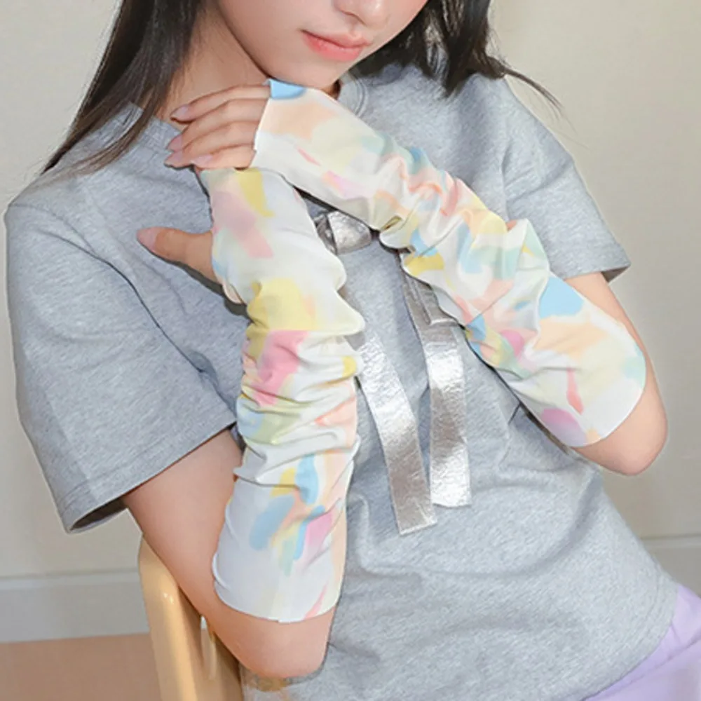 

Breathable Colorful Girl Ice Silk Sleeves Anti-UV Loose Sunscreen Sleeves UV Insulation Arm Covers Cycling Arm Sleeve Summer