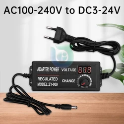 Adjustable Voltage Adapter Digital Display Power Switching AC100V-240V DC3V 5V 6V 9V 12V 15V 18V 24V 3A 5A Overcharge Protection