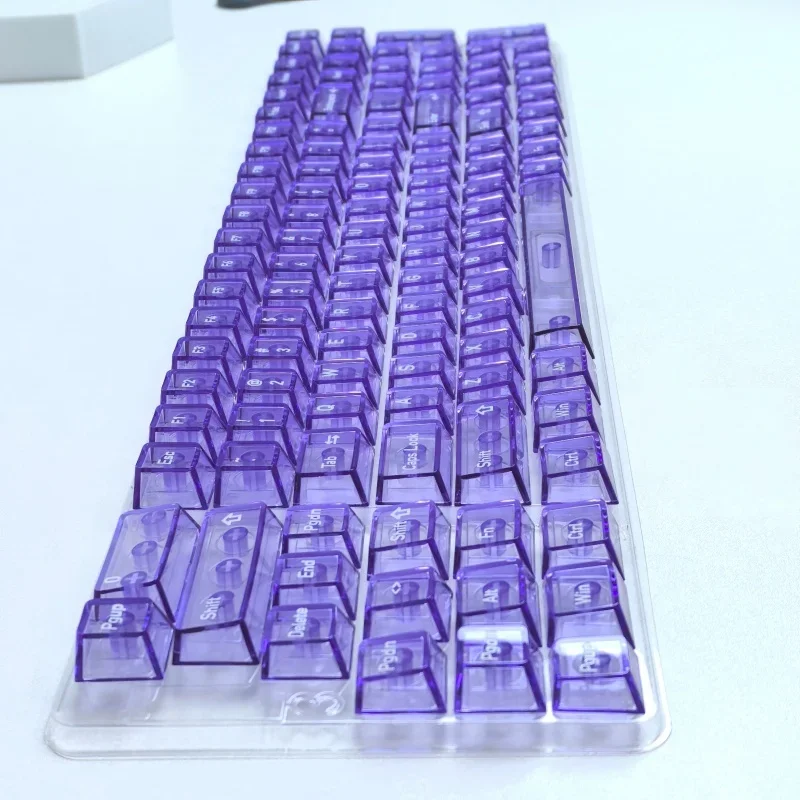 لوحة مفاتيح ميكانيكية ذات غطاء مفاتيح أرجواني كريستالي للكمبيوتر الشخصي شفافة بالكامل مكونة من 59 مفتاحًا مجموعة كاملة صغيرة من المصنع الأصلي مخصصة ذاتية الصنع للغاية #2