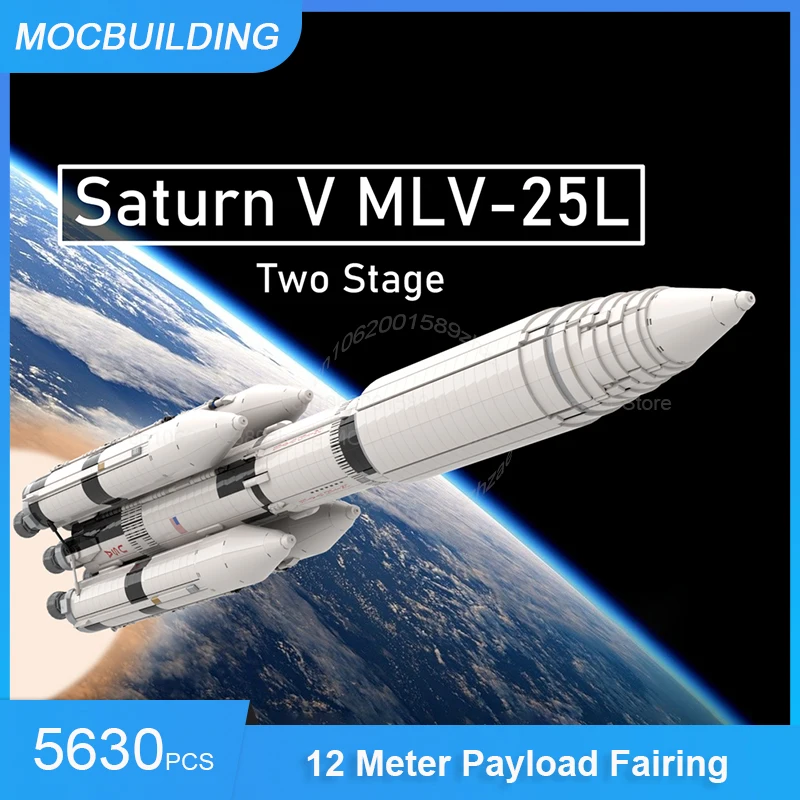 MOC Building Blocks Saturn V MLV-25L Two or Three-Stage Mobile Launcher & Launch Umbilical Tower Assemble Bricks Space Toys Gift