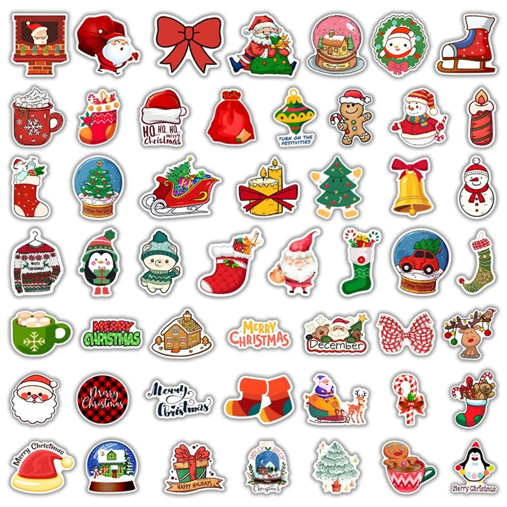 10/30/50/100PCS Cute Christmas Santa Tree Cartoon Sticker DIY Laptop Luggage Skateboard Graffiti Decals Fun for Kid Toys