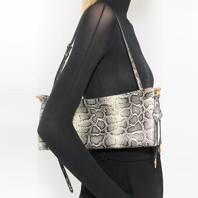 

Женская сумка класса люкс в европейском и американском стиле с индивидуальным дизайном, тиснением под змеиную кожу, из высококачественной кожи, на плечо.