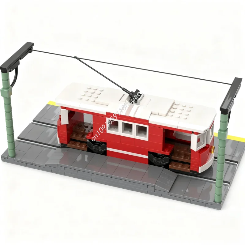 386 stücke MOC klassische rote trolley nan Modell Bausteine Architektur Modulare Geburtstag Kinder kreative Ziegel spielzeug Weihnachten geschenke