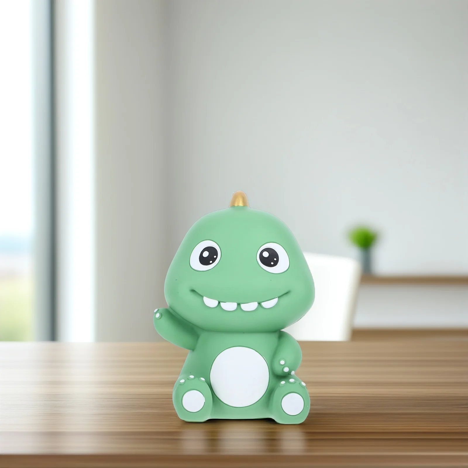 

Dinosaur Piggy Green Vinyl Coin Jar Unbreakable Figurine Money Bank Home Decor Dinosaur Money Bank Desk Accessory