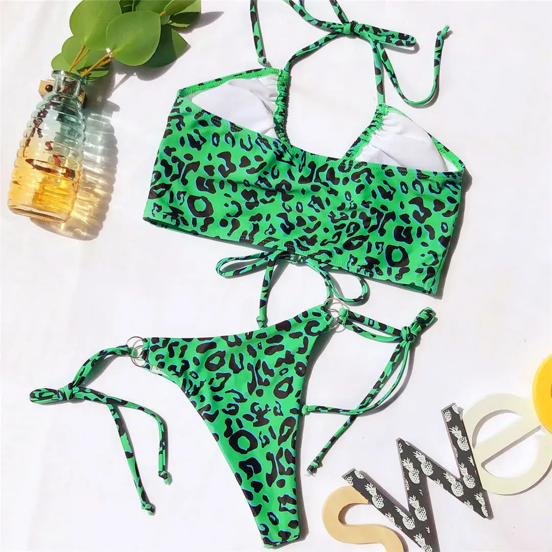 Sexy High-Cut-Leoparden-Bikini, Damen-Badebekleidung, zweiteiliger Bikini-Set, Schnür-Badeanzug, Badeanzug, Badebekleidung, V1708 – Detail 40