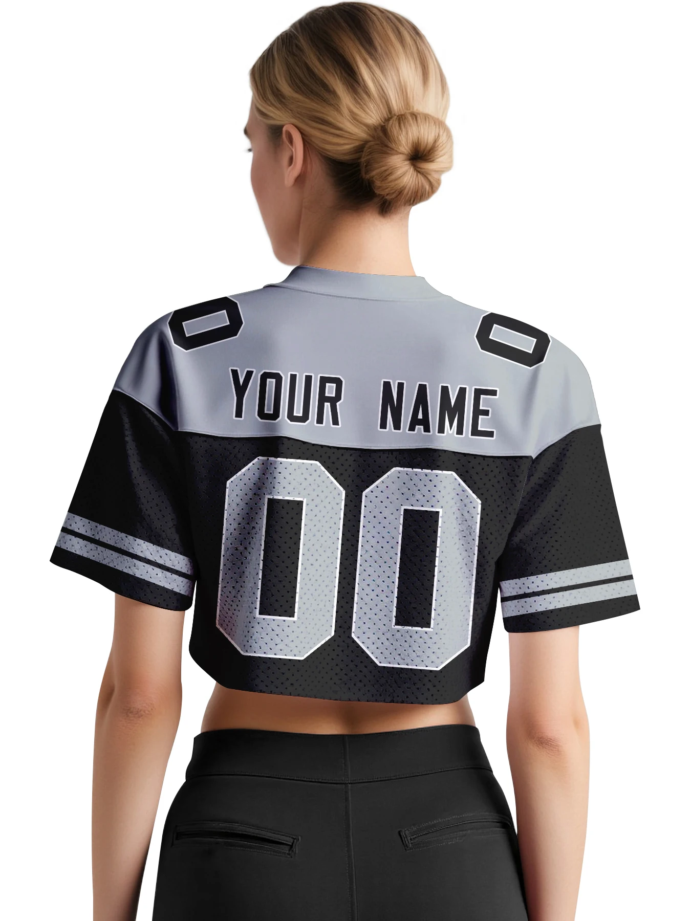 Custom Football Crop Jersey Personalized Printed Team Name Number Logo Fan Gift for Women Girls Team Uniform Game Day