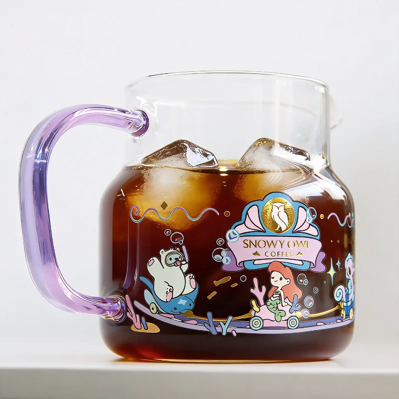 SnowAung 550ml Heat Resistant Glass Coffee Server Cute Cartoon Pour Over Dripper Filter Cup Coffee Pot Set