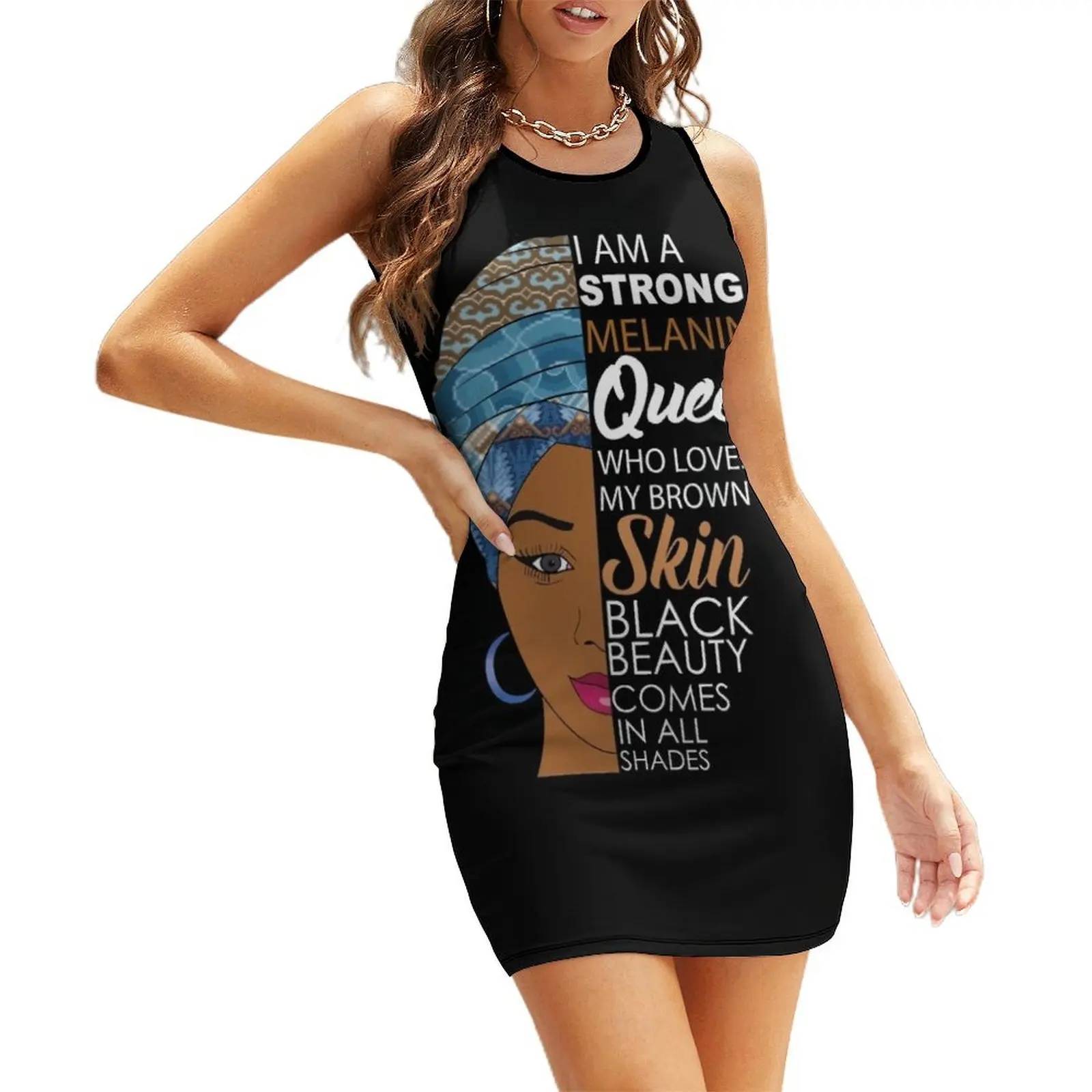 

Strong Black Melanin Queen Sleeveless Sundress Summer women's clothing summer women's dress 2025 dresses for special events