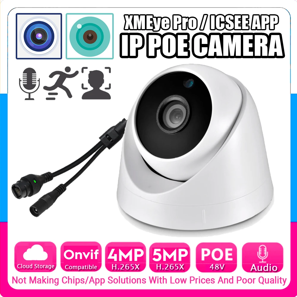 audio interior poe camera dome ip onvif ai face deteccao de movimento armazenamento na nuvem xmeye icsee app mic digital 5mp 4mp h265 hd 01