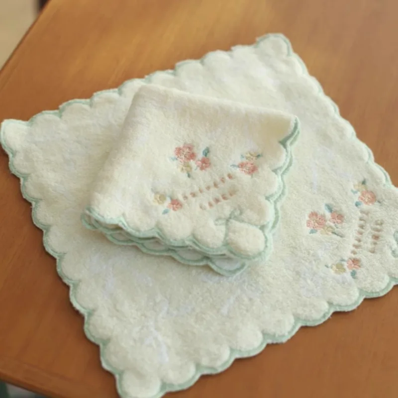 2pcs 일본 절묘한 가시, 순수 코튼 스퀘어 타월, 손수건 타월 24cm