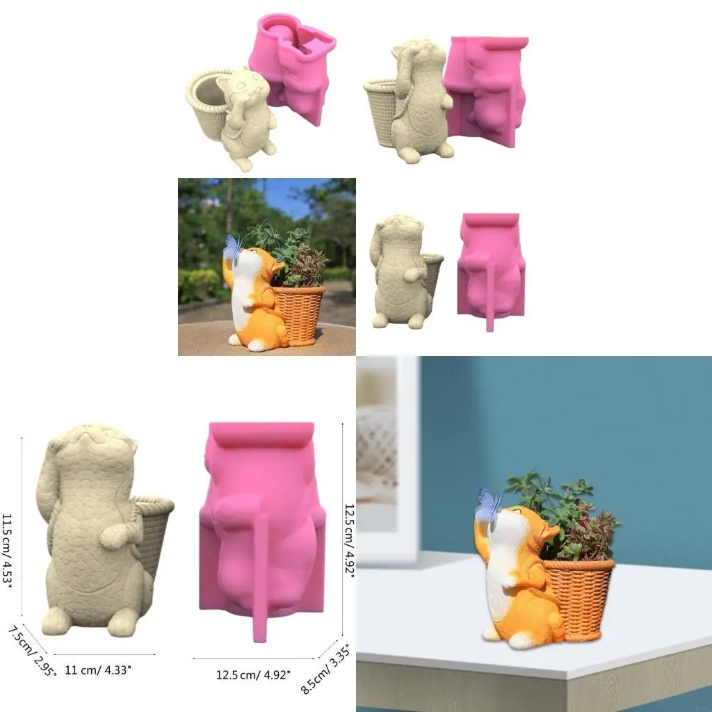 

R3MC милая кошачья эпоксидная смоля для плесени Держатель горшок с силиконовой плесенью