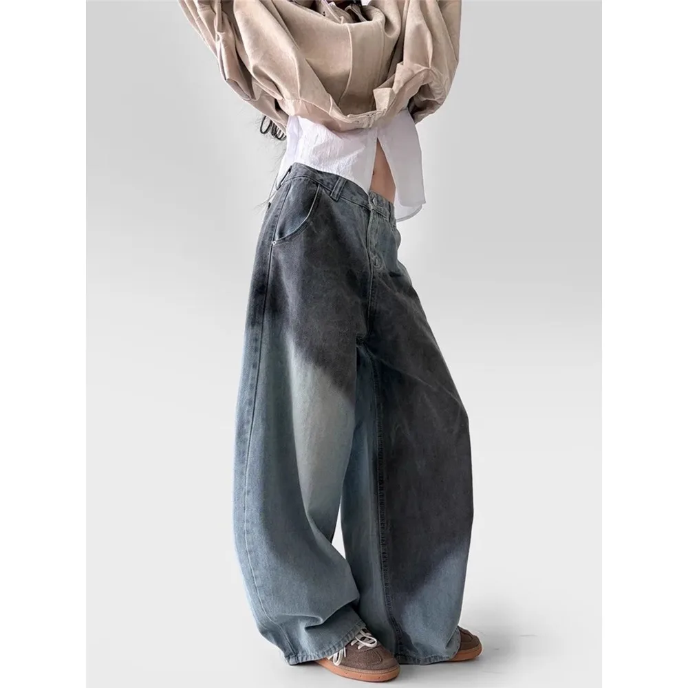 

Женские джинсы SuperAen High Street в стиле ретро с уникальным градиентом, зима 2026, новые потертые брюки полной длины с высокой талией